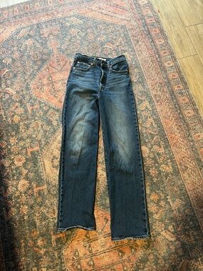 Levi Straight Leg Jeans - Dark Wash Blue